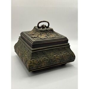 Vintage Trinket Box Ornate Floral‎ Design Jewelry Box Ring Holder Decor
